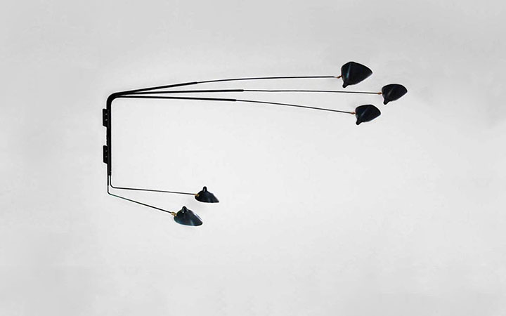 5 Arm Straight Wall Lamp by Serge Mouille Wall Lamps